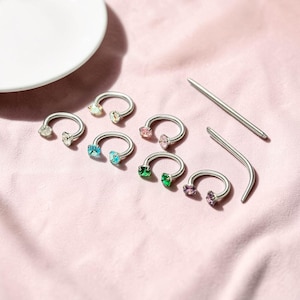18G 8mm Horseshoe Nose Rings 316L Surgical Steel CZ Internally Threaded Hoop Helix Tragus Lip Eyebrow Piercing Jewelry Set Gift For Her