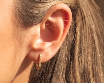 Dainty oblong rectangle hoops | Sterling silver hoops | Cz huggie hoop earrings | Oval hoops |Rectangle Hoop Earrings| CZ hoops tiny huggie
