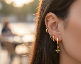 Set di orecchini a cerchio in oro rosa / Orecchini a cerchio spessi in argento / Cerchi placcati in oro / Orecchini a cerchio spessi in oro / Set di orecchini in