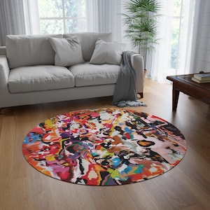 Modern rug for living room Round rug colorful Circle rug bright rug Circular rug Modern carpet Round carpet for bedroom Unique carpet