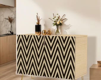Modern sideboard Striped Wooden storage cabinet with stripes Wooden Storage Cabinet with exclusive design Custom Furniture Geometric Design