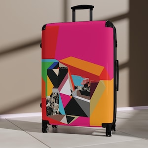 Unikat Koffer Pink Koffer Reisegepäck Set Stylisches Reisegepäck Bunter Koffer Urlaubsgepäck Damenkoffer Pink Reisegepäck