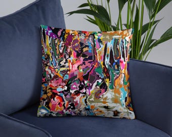 Colorful pillow Abstract cushion Home decor pillows Decorative throw pillow Bright Throw pillow abstract pillow Modern art pillow multicolor
