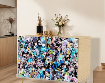 Bohemian sideboard for living room Wooden Storage Cabinet Bohemian credenza Modern credenza Colorful sideboard Multicolored sideboard Bright