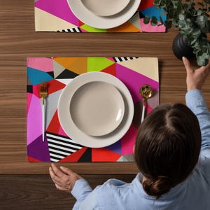 Colorful Placemat Set Modern dining table mats 4 pieces table mats Modern placemats for dining table Geometric placemats Abstract placemats