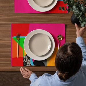 Pink Placemat Set for dining table 4 pieces placemat set Modern placemats Stylish kitchen decor Perfect gift for grandmother and mother
