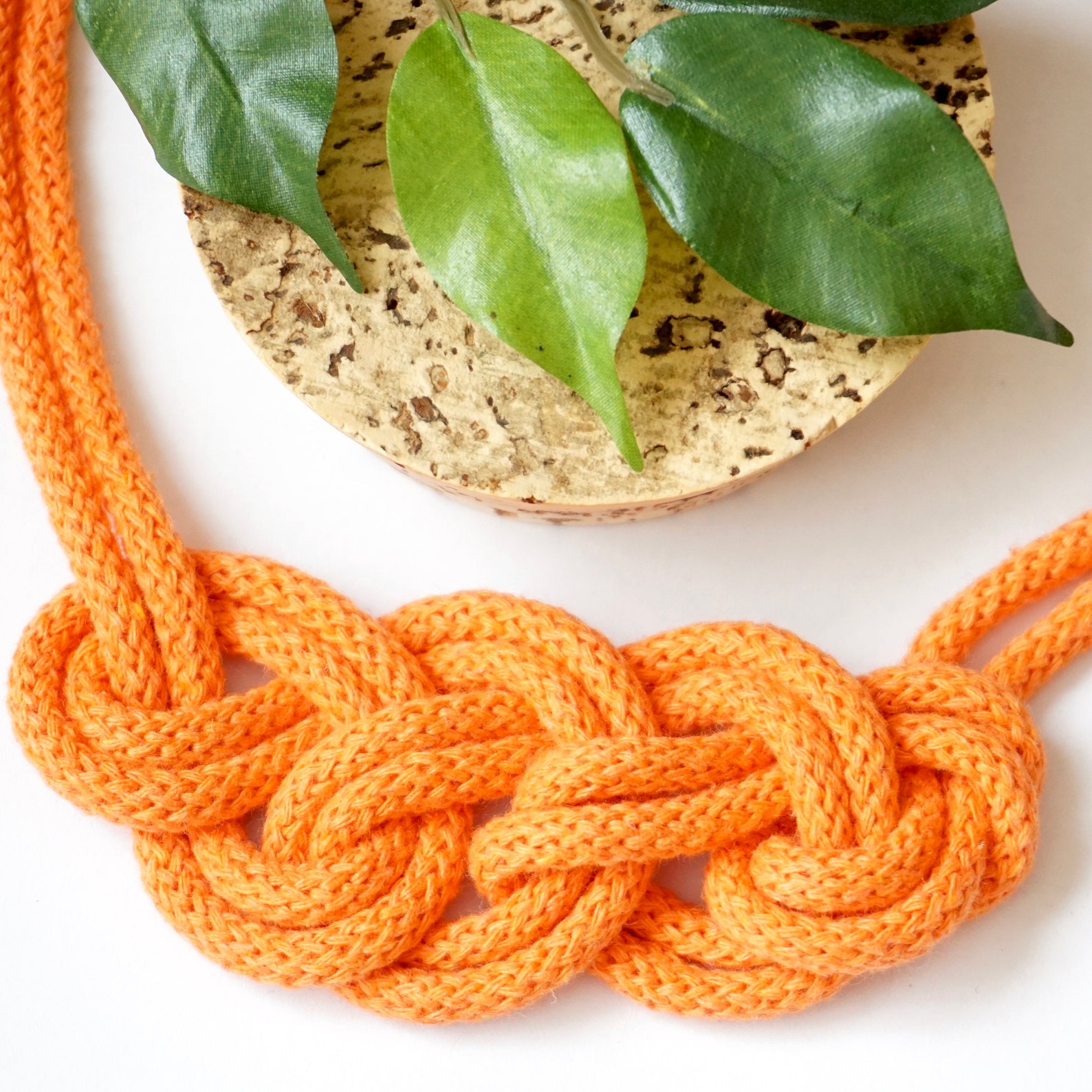 Orange Rope Necklace Woven Necklace Fabric Necklace Etsy UK