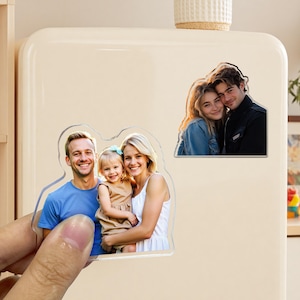 Custom Family Photo Fridge Magnet, Personalized Photo Magnet, Pet Memorial, Dad And Kids Photo Magnet Gift, Cartoon Sticker, Family Gift