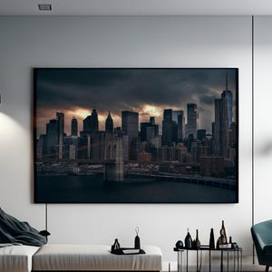 Brooklyn Bridge Digital Print Poster, New York City Photography, NYC Architecture, Fine Art Manhattan Home Decor, New York City Skyline