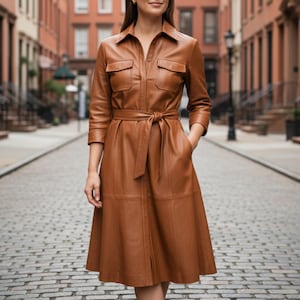 Leather Shirt Dress - Etsy