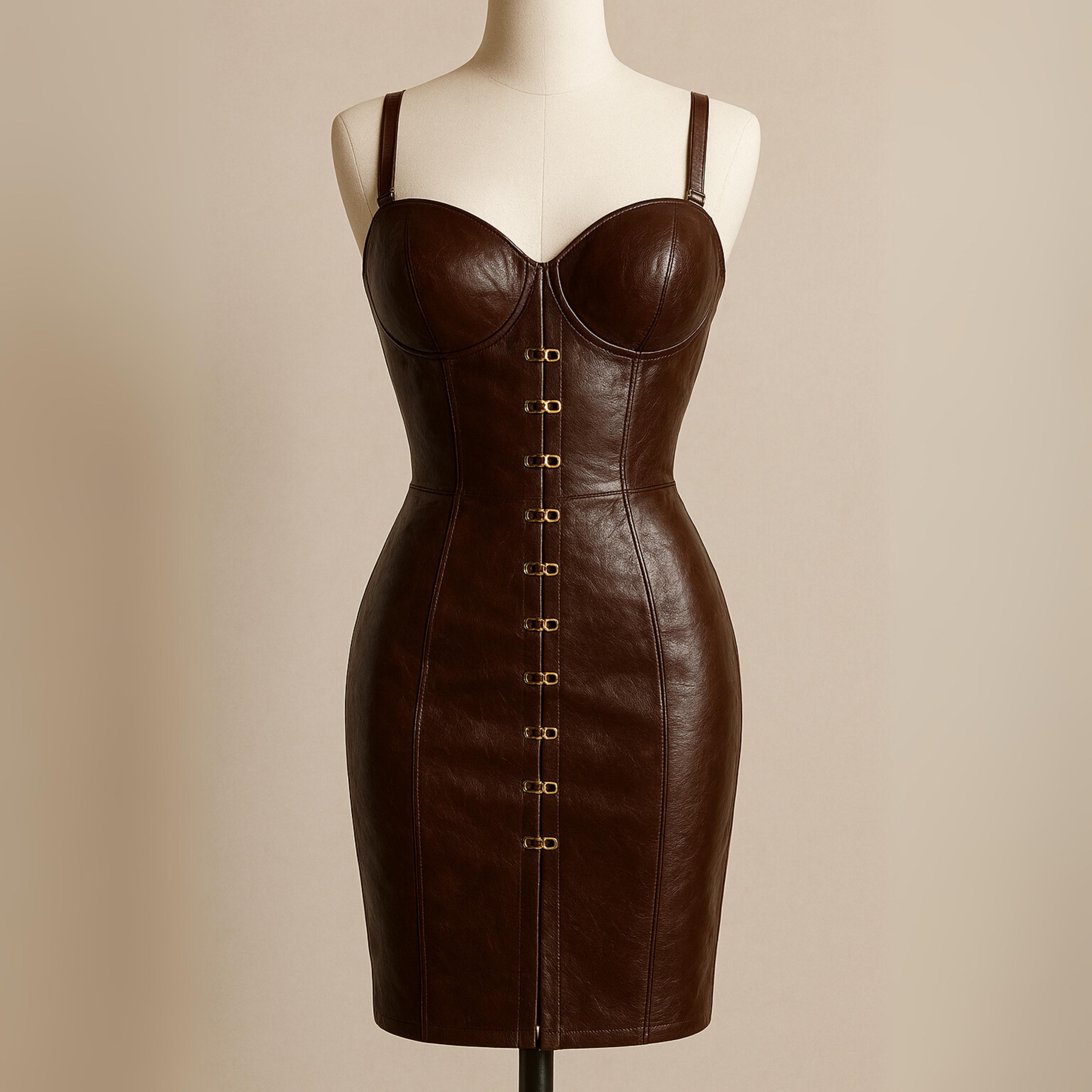 slim fit dress slacks FAUX LEATHER CORSET DRESS (Bust : 30-34, Upper Waist : 24-28) – TITLQE main image 1