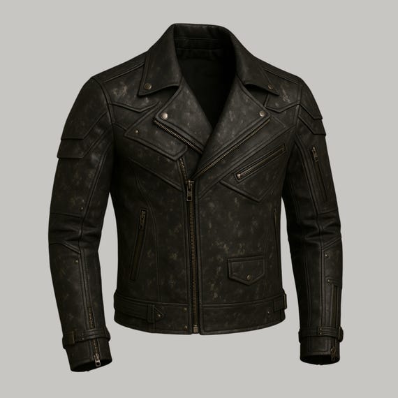 N*E様 本革 短丈 vintage real leather jacket a Z1R Genuine Leather Jacket Vintage Distressed Large Black