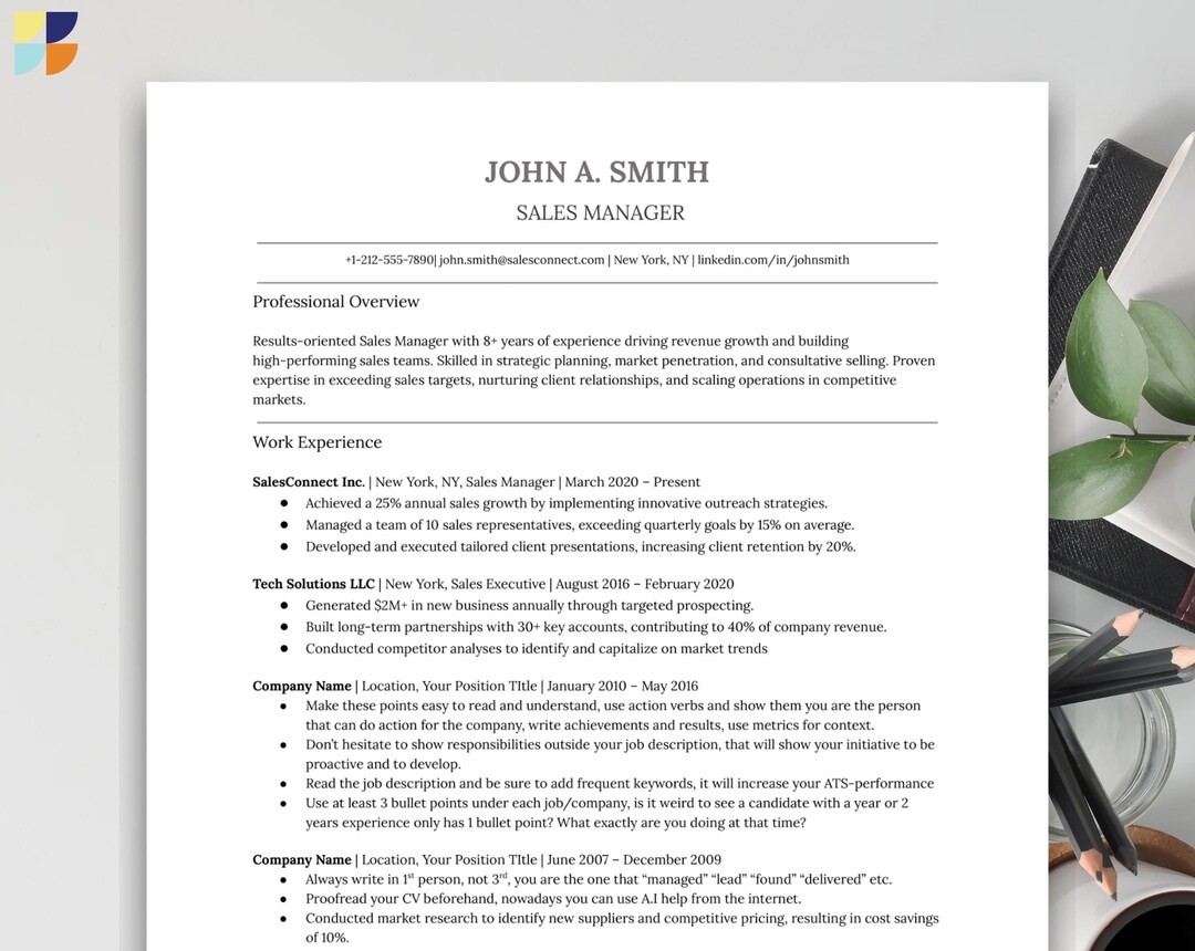 Word Sales Resume Template CV Resume, Word Resume Template Modern ...