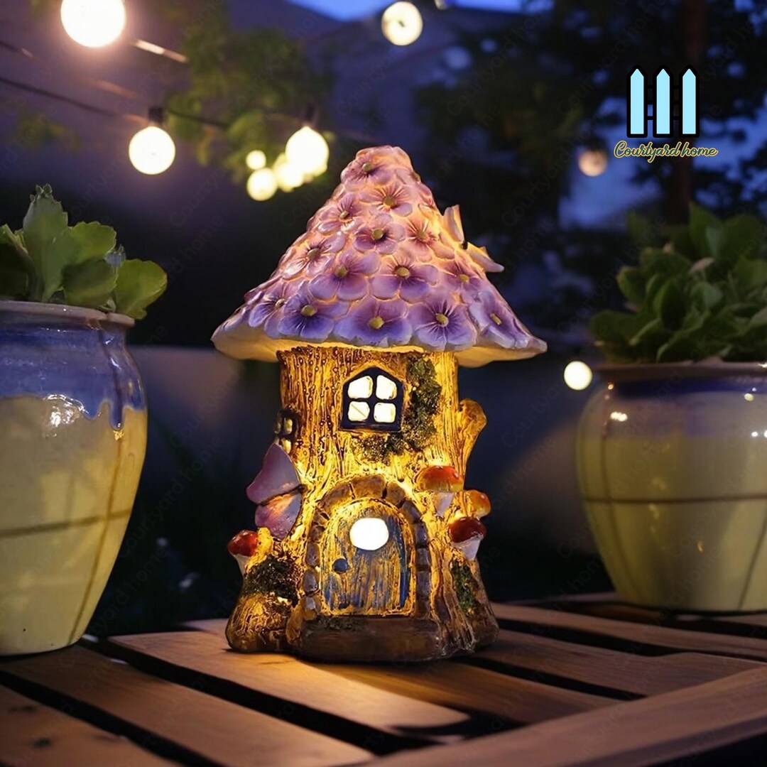 Solar Lights-up Fairy Garden House, Miniature Fairy Home,garden ...