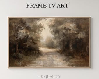 Arte para TV, Arte para Samsung Frame, Pintura Digital, Floresta Vintage, Download Digital