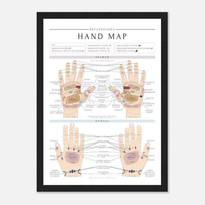 Reflexology Hand Map/Chart Print image 8