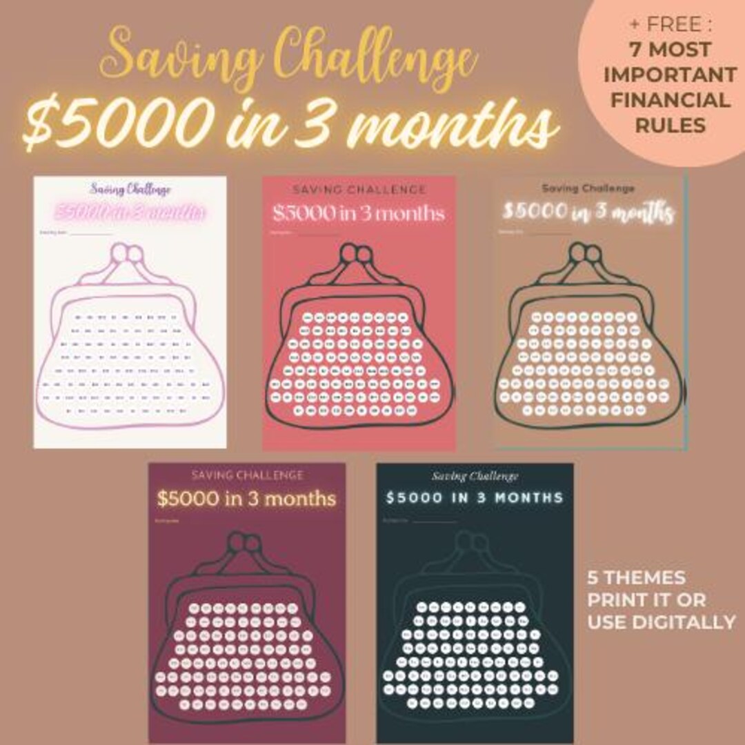 90-day Money-saving Challenge: Printable Tracker to Save 5000 Easily in ...