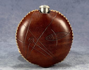 Fiaschetta da whisky in pelle fatta a mano: fiaschetta portatile in stile vintage