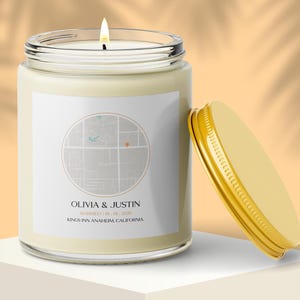 Personalized Engagement Map Candle Gift for Couple, Custom Location Scented Candle, Unique Engagement Gift, Custom Wedding Candle Gift Idea