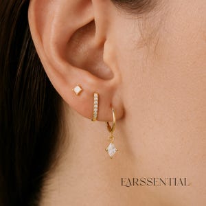 Ear Stack Set, Minimalist Diamond Hoop Earrings, Hoop Earrings with Cubic Zirconia, Dainty Huggie Hoop, Gold Hoop Earring Set, Gift For Her