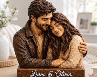 Custom Couple Photo Wooden Block,Photo Portrait Statue Sign, Anniversary Wedding Gift, Romantic Keepsake for Wife Husband,Engagement Gift
