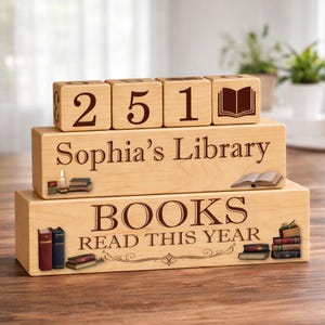 Custom Books Read This Year Tracker Blocks,Book Read Tracker Blocks,Book Lover Gift,Reading Goal Counter,Bookshelf Library Decor,Bookish