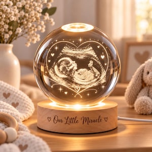 Lámpara de noche de cristal personalizada con ecografía, recuerdo de ecografía de bebé, regalo para recién nacidos, regalo para mamás, regalo para baby shower, decoración para la habitación del bebé.