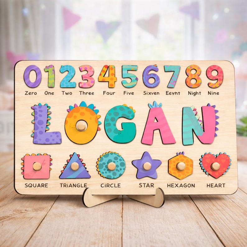Personalized Wooden Name Puzzle – Custom Toddler Name Toy With Numbers ...
