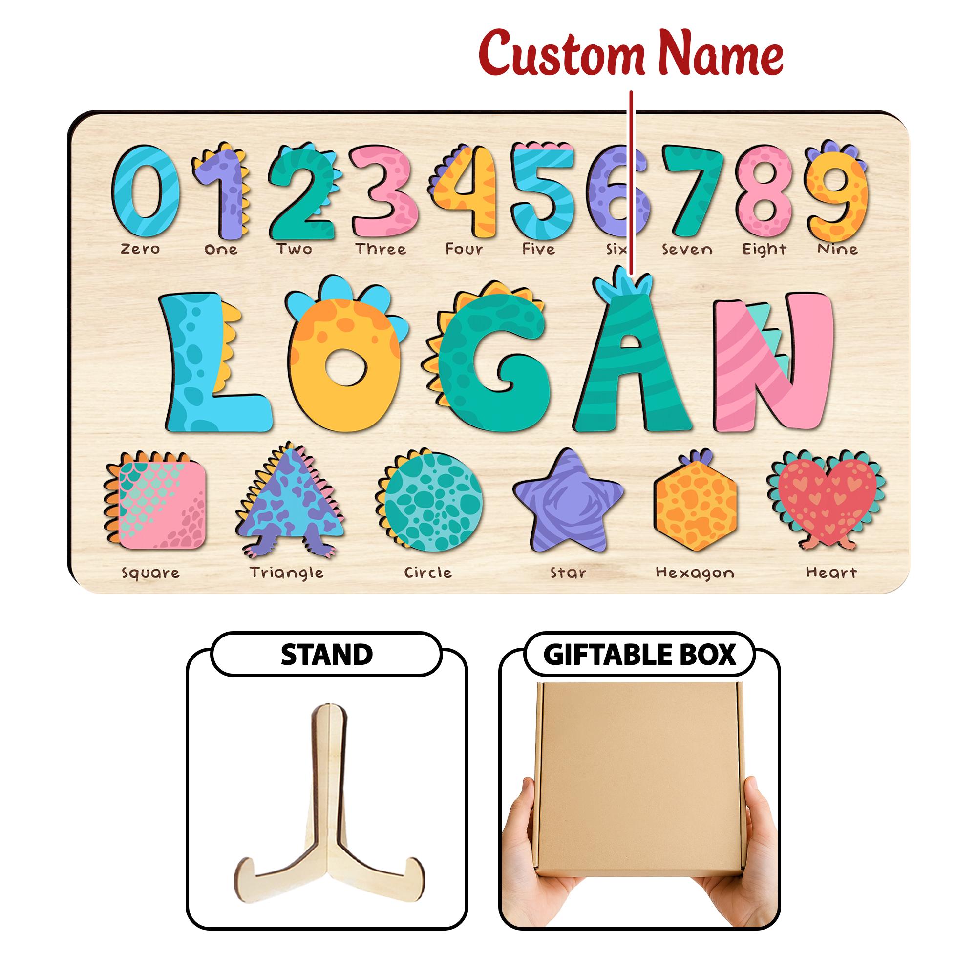 Personalized Wooden Name Puzzle – Custom Toddler Name Toy With Numbers ...