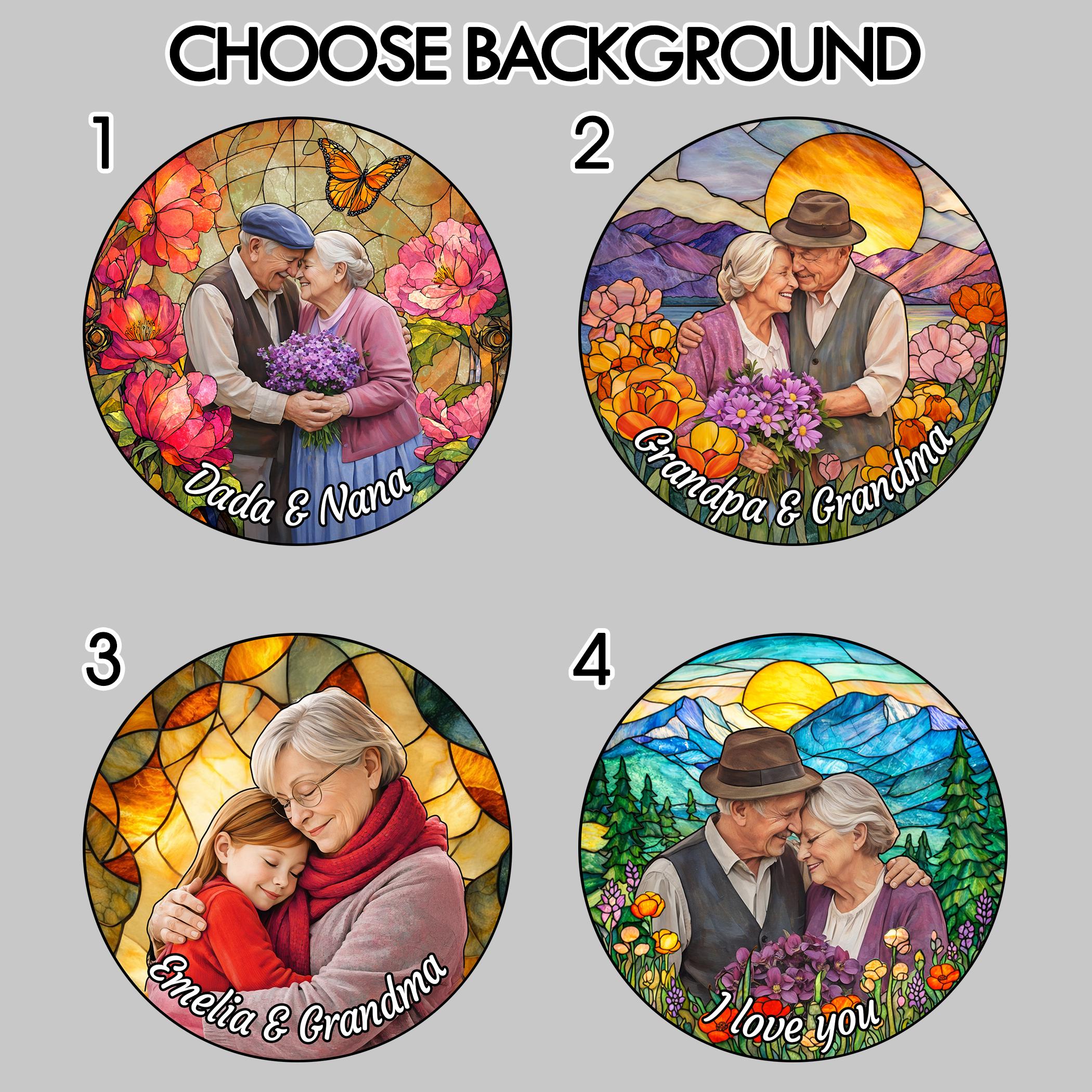 Custom Photo Portrait Stained Glass Suncatcher Gift for Mom Grandma Mum ...