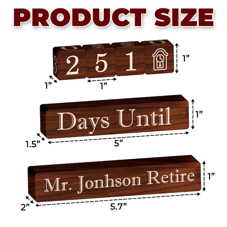 Custom Retirement Countdown Blocks,days Until Retire Blocks, Retirement ...
