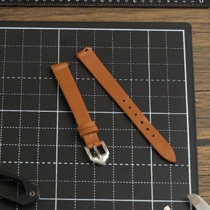Ladies Brown Leather Watch Band, Replacement Women Watch Strap 10mm 12mm 14mm, Quick Release Slim Leather Band, Gift For Mom, Gift For Her