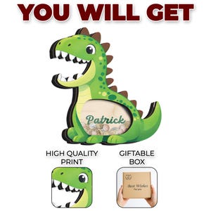 Custom Dinosaur Piggy Bank for Kids,Name Coin Bank,Wooden Dino Nursery Decor, Kids Savings Bank,Birthday Gift for Boys Girls,Gift For Kid image 4