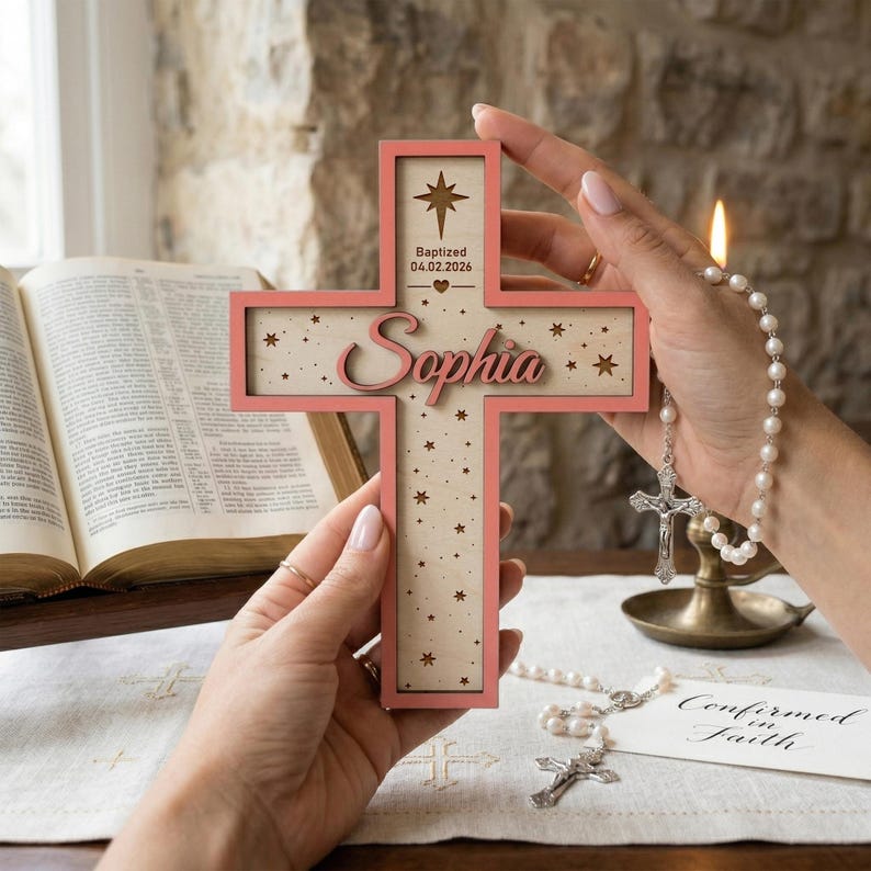 Personalized Baptism Cross, Custom Religious Baby Gift, Wooden Cross ...