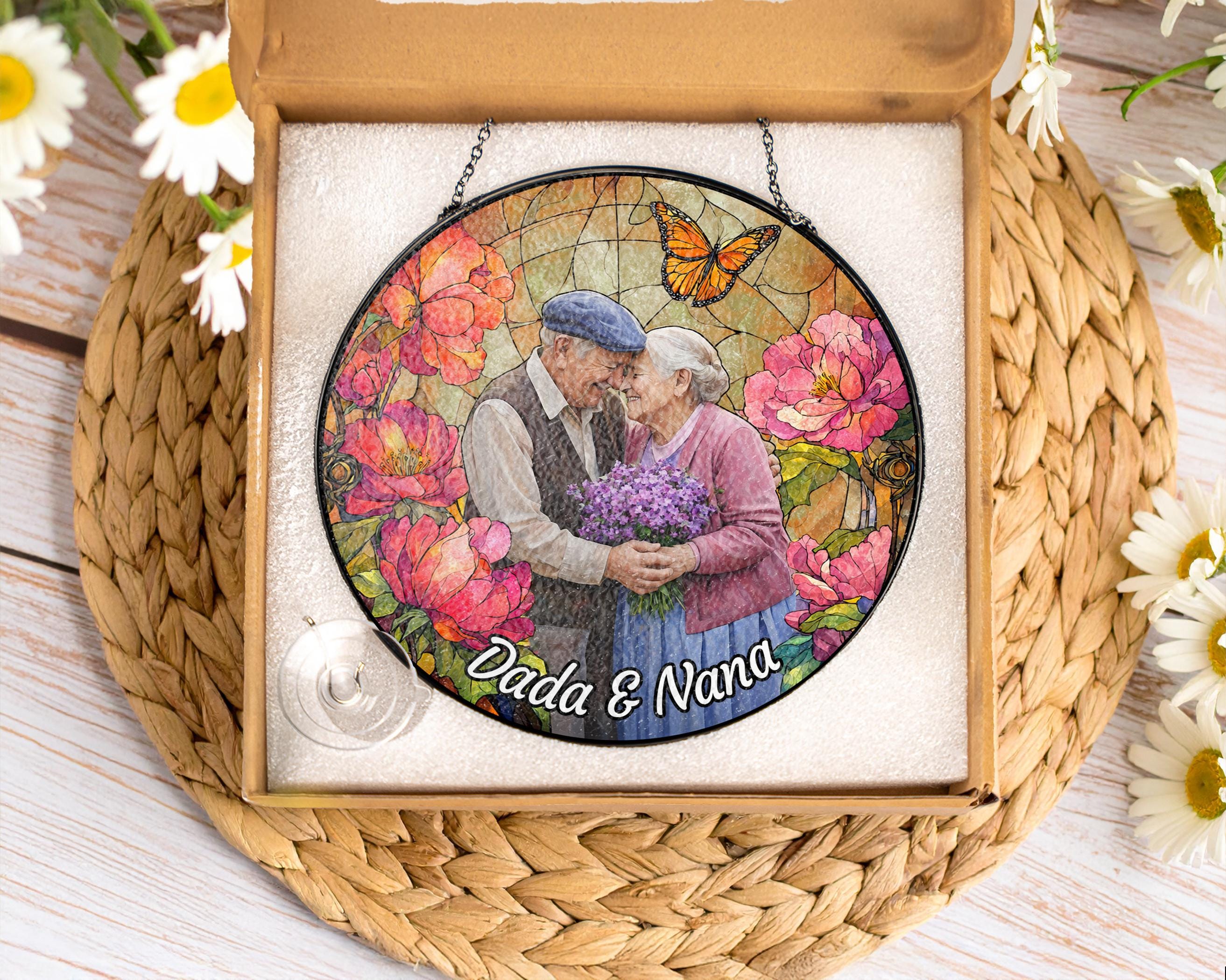 Custom Photo Portrait Stained Glass Suncatcher Gift for Mom Grandma Mum ...