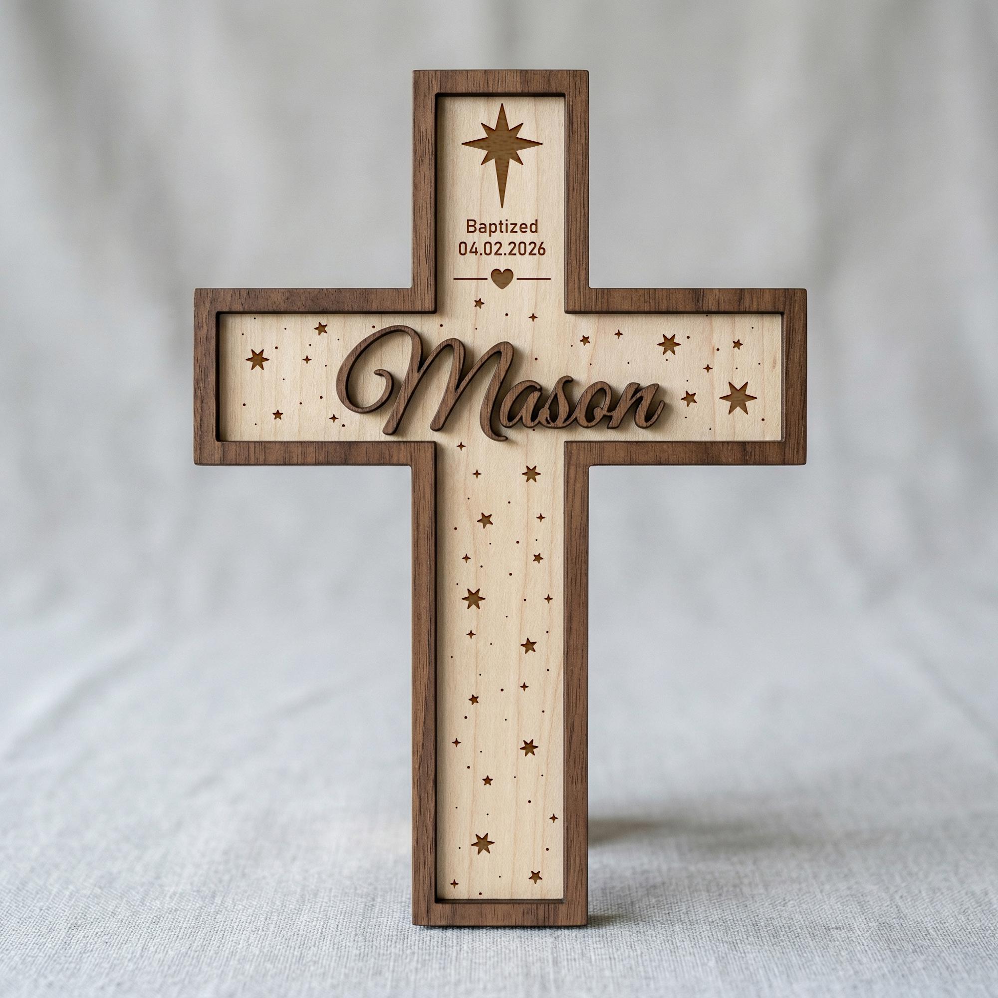 Personalized Baptism Cross, Custom Religious Baby Gift, Wooden Cross ...