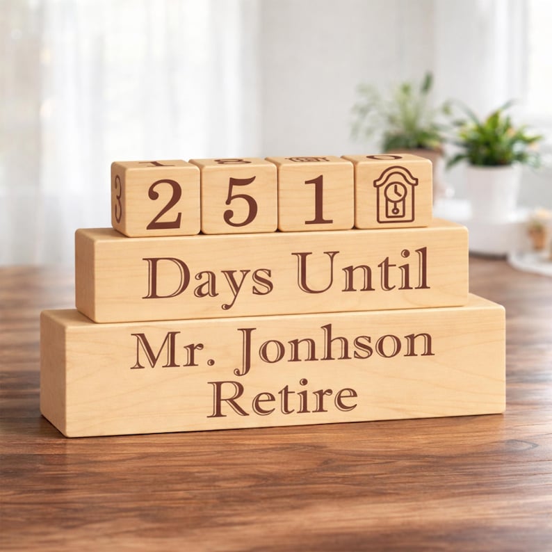 Custom Retirement Countdown Blocks,days Until Retire Blocks, Retirement ...