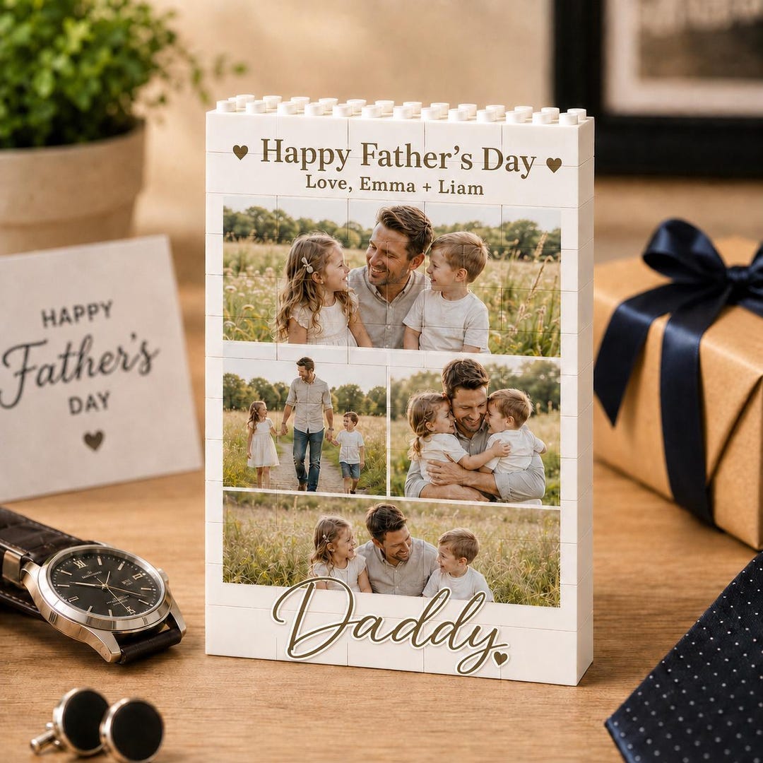 Custom Daddy & Me Photo Building Block,father's Day Gift for Dad From ...