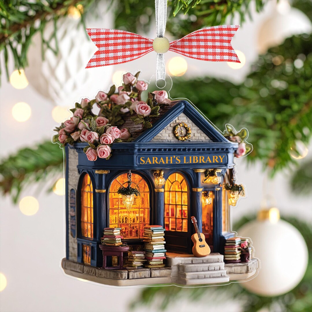 Personalized Bookstore Christmas Ornament,book Store Ornament,2d Flat ...
