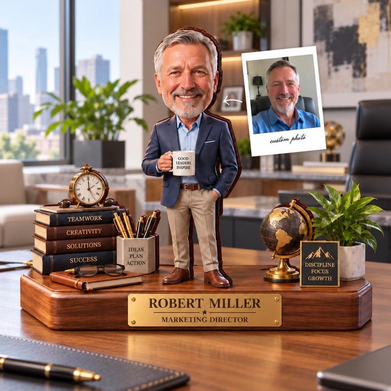 Personalized Boss Day Desk Wooden Block,photo Manager Gift,boss ...
