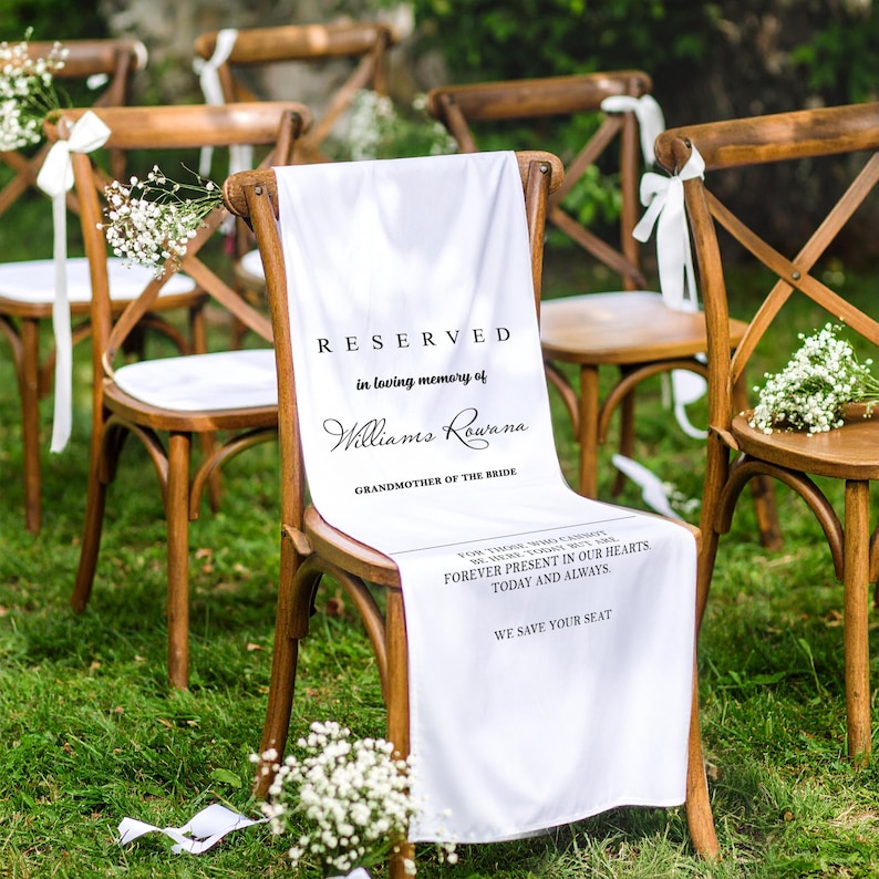 In Memory Chair Memorial Wedding Chair Sign,fabric Reserved Chair Banner for Loved Ones ...