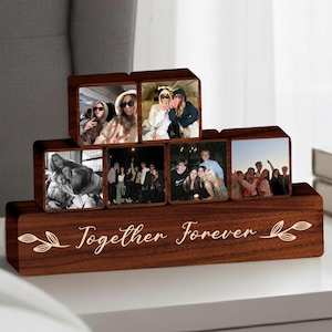 Ensemble de blocs photo personnalisés en bois, blocs photo personnalisés, cadeau photo meilleurs amis, décoration souvenir d'amitié, cadeau photo personnalisé