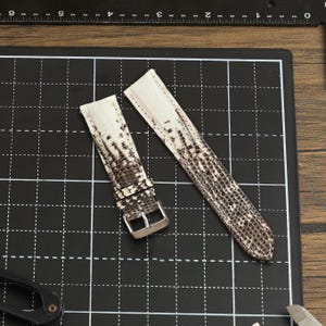 White Lizard Leather Watch Strap 18mm 20mm 22mm, Replacement Leather Wristwatch Band Quick Release, Lizard Leather Strap