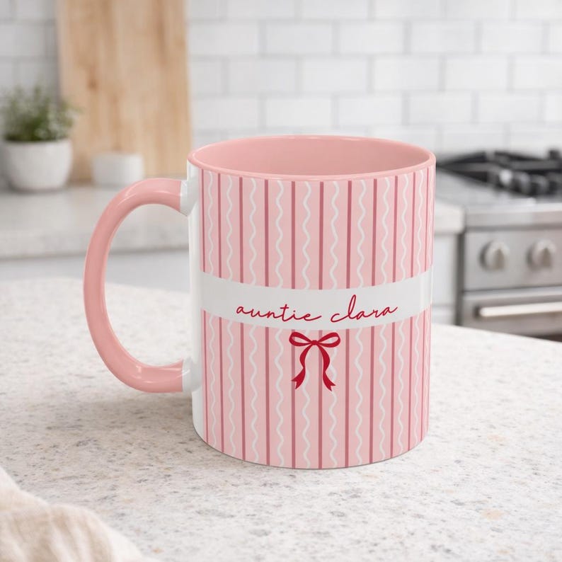 Tante Becher, Babymitteilung Geschenk für Tante, Tia Zia Kaffeetasse, personalisierte Schwangerschaft offenbaren, neue Tante Geschenkidee, benutzerdefinierte Namenstasse Bild 9