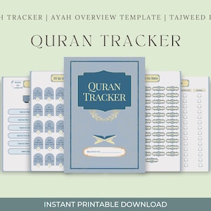 Quran Tracker Islamic Digital Planner Memorization & Recitation Tracker Quran Journal Printable Muslim Planner PDF Islamic Studies Tafseer