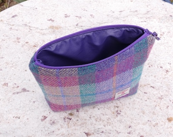 Soft coin purse geometric design pocket purse grey and yellow HARRIS TWEED