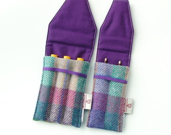 Wool Tweed and Silk with Accessory Pouch Pen Wrap Pen Roll Pen Case