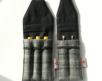 Wool Tweed and Silk with Accessory Pouch Pen Wrap Pen Roll Pen Case