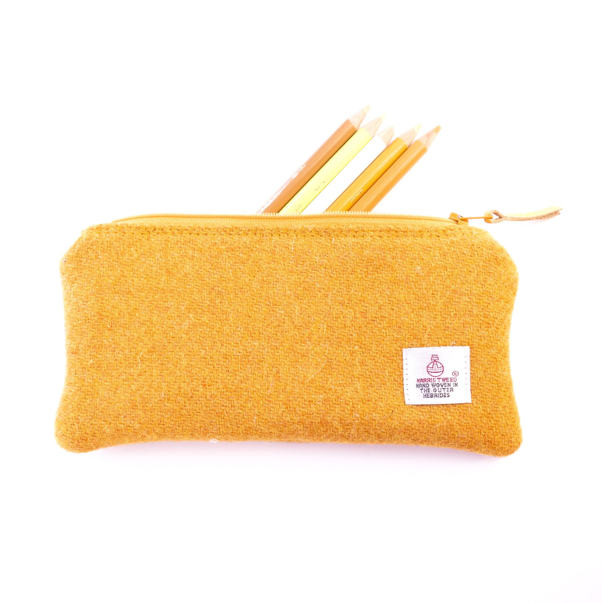 Yellow pencil case coworker gift hand woven HARRIS TWEED Etsy