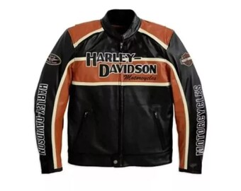 Harley-davidson Men's Reflective Skull Leather Jacket. Biker
